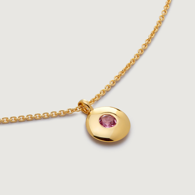 Monica Vinader Gold October Birthstone Necklace Adjustable 41-46cm/16-18' Pink Tourmaline In Neutral