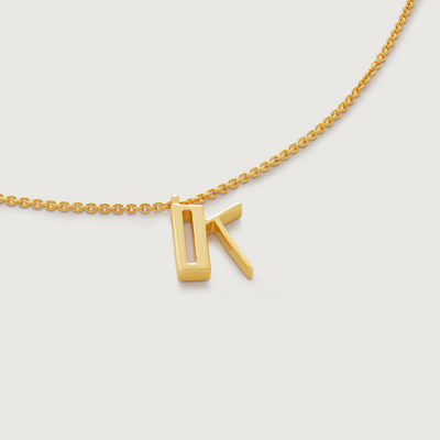 Monica Vinader Gold Initial K Necklace Adjustable 41-46cm/16-18'