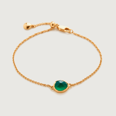 Monica Vinader Siren Green Onyx Fine Chain Bracelet, Gold Vermeil On Silver