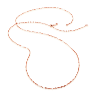 Monica Vinader Rolo Chain 32"/81cm With Adjuster, Rose Gold Vermeil On Silver In Pink