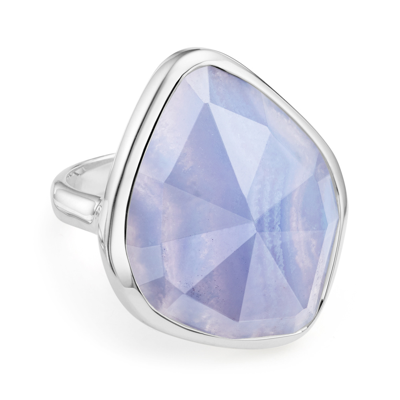 Monica Vinader Sterling Silver Siren Nugget Cocktail Ring Blue Lace Agate