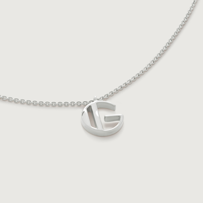 Monica Vinader Sterling Silver Initial G Necklace Adjustable 41-46cm/16-18' In Metallic
