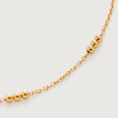 Monica Vinader Gold Triple Beaded Chain Necklace Adjustable 46cm-50cm/18-20' In Neutral