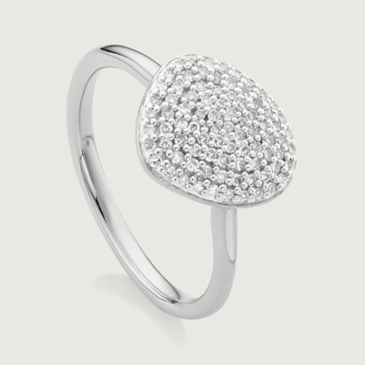 Monica Vinader Sterling Silver Nura Pebble Stacking Diamond Ring Diamond In Metallic