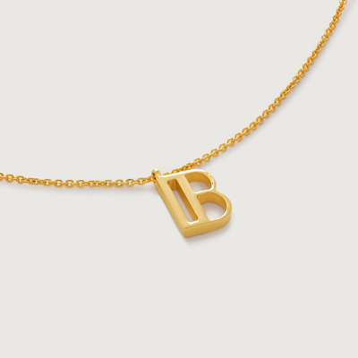 Monica Vinader Gold Initial B Necklace Adjustable 41-46cm/16-18'