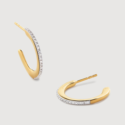 Monica Vinader Gold Fiji Skinny Hoop Diamond Earrings Diamond