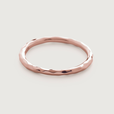 Monica Vinader Hammered Ring, Rose Gold Vermeil On Silver In Pink