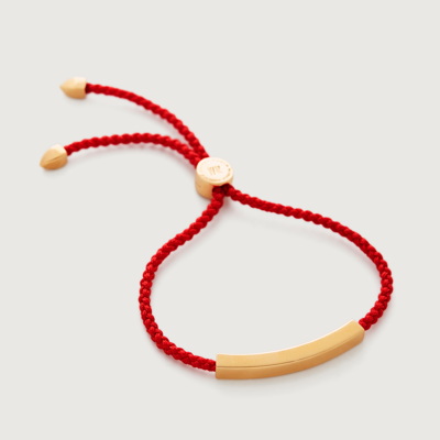 Monica Vinader Engravable Linear Bar Friendship Bracelet In Gold/ Coral