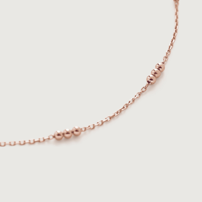 Monica Vinader Rose Gold Triple Beaded Choker Necklace Adjustable 35-41cm/14-16'