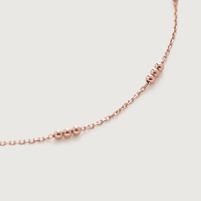 Monica Vinader Rose Gold Triple Beaded Chain Necklace 14-16'