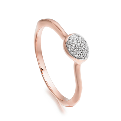 Monica Vinader Siren Diamond Small Stacking Ring, Rose Gold Vermeil On Silver