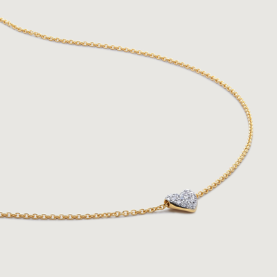 Monica Vinader Gold Lab Grown Diamond Heart Necklace Adjustable 41-46cm/16-18' Lab Grown Diamond