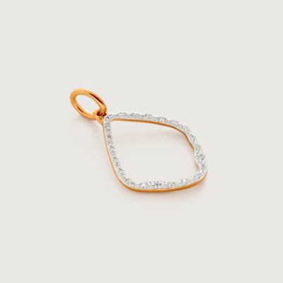 Monica Vinader Riva Diamond Hoop Pendant, Gold Vermeil On Silver In Orange