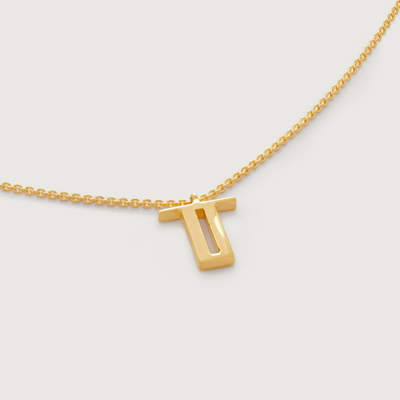Monica Vinader Gold Initial T Necklace Adjustable 41-46cm/16-18'