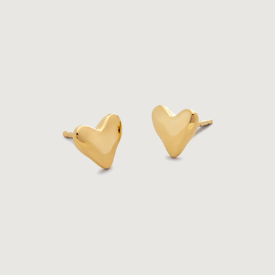 Monica Vinader Heart Stud Earrings In 18k Gold Vermeil