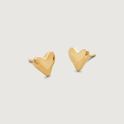 Monica Vinader Gold Heart Stud Earrings In 18k Gold Vermeil
