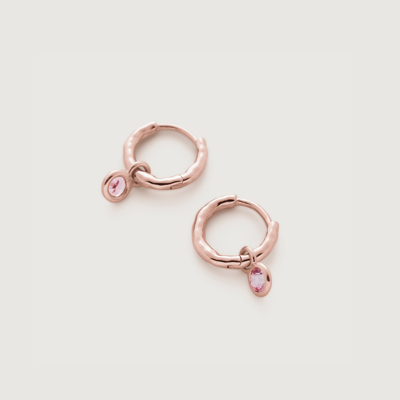 Monica Vinader Rose Gold Mini Gem Huggie Earrings Pink Tourmaline