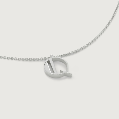 Monica Vinader Sterling Silver Initial Q Necklace Adjustable 41-46cm/16-18' In Metallic
