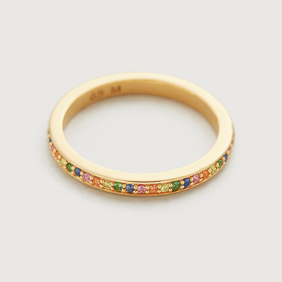Monica Vinader Gold Skinny Sapphire Eternity Ring Sapphire Mix In Black
