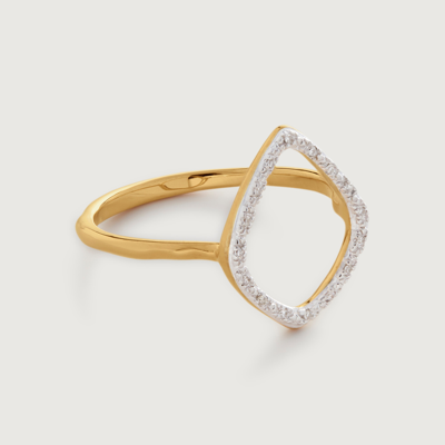 Monica Vinader Riva Diamond Hoop Ring, Gold Vermeil On Silver In Black