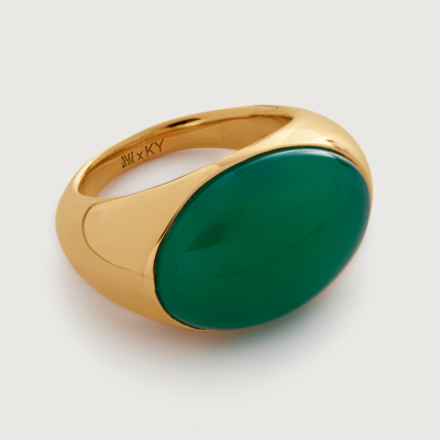 Monica Vinader Gold Kate Young Gemstone Ring Green Onyx In Black