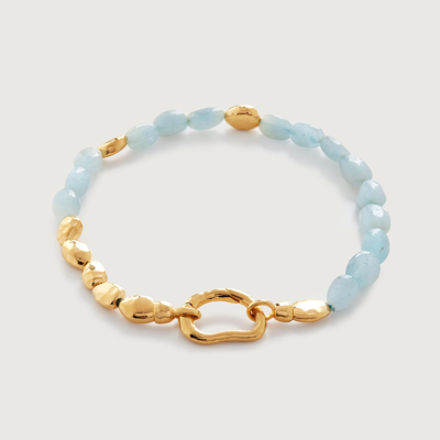 Monica Vinader Rio Aquamarine Perlenarmband In Gold