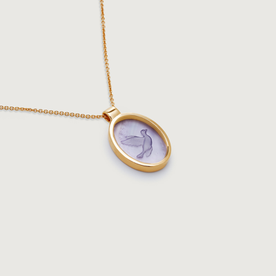 Monica Vinader Gold Intaglio Dove Necklace Adjustable 41-46cm/16-18' Amethyst