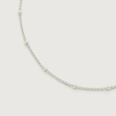 Monica Vinader Sterling Silver Fine Beaded Chain Necklace Adjustable 41-46cm/16-18' In Gold