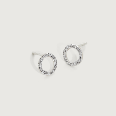 Monica Vinader Riva Diamond Circle Stud Earrings - Diamond In Silver