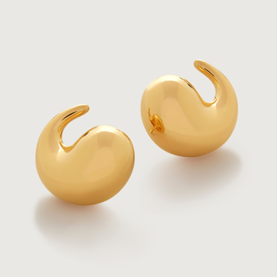Monica Vinader Nura Wrap Stud Earrings In 18ct Gold Vermeil/ Ster Silver