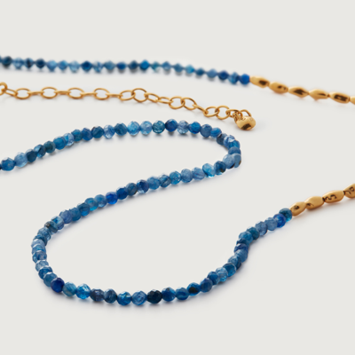 Monica Vinader Gold Mini Nugget Gemstone Beaded Necklace Adjustable 41-46cm/16-18' Kyanite In Blue