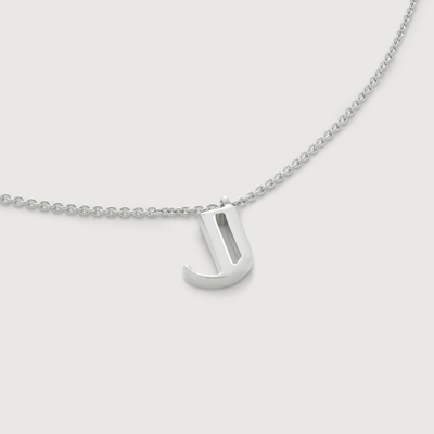 Monica Vinader Sterling Silver Initial J Necklace Adjustable 41-46cm/16-18' In Metallic