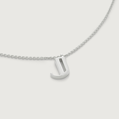 Monica Vinader Sterling Silver Initial J Chain Necklace In Metallic