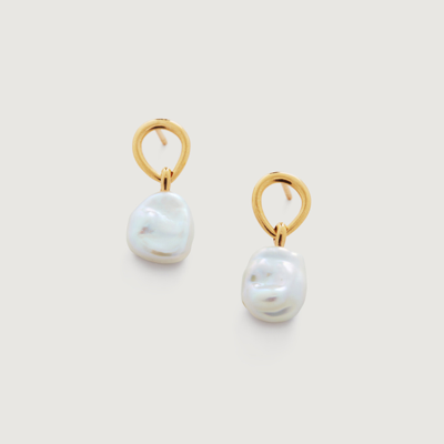 Monica Vinader Gold Nura Keshi Pearl Drop Earrings Pearl