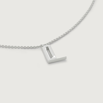 Monica Vinader Sterling Silver Initial L Necklace Adjustable 41-46cm/16-18' In Metallic