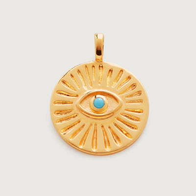 Monica Vinader Gold Talisman Evil Eye Pendant Charm Turquoise In Black