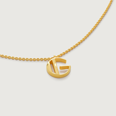 Monica Vinader Gold Initial G Necklace Adjustable 41-46cm/16-18' In Black