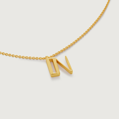 Monica Vinader Gold Initial N Necklace Adjustable 41-46cm/16-18'