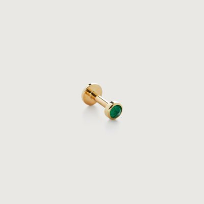 Monica Vinader Gold Mini Gem Single Labret Piercing Earring Green Onyx