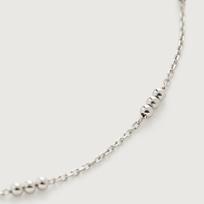Monica Vinader Sterling Silver Triple Beaded Chain Necklace Adjustable 46cm-50cm/18-20' In Metallic