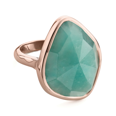 Monica Vinader Rose Gold Siren Nugget Cocktail Ring Amazonite In Pink