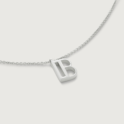 Monica Vinader Sterling Silver Initial B Necklace Adjustable 41-46cm/16-18' In Metallic