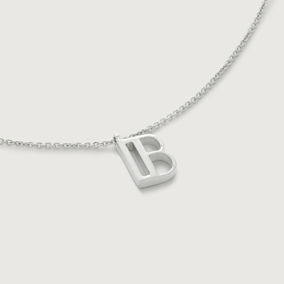 Monica Vinader Sterling Silver Initial B Chain Necklace In Metallic