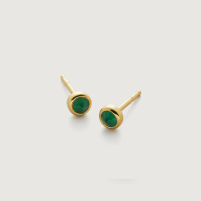 Monica Vinader Gold Mini Gem Stud Earrings Green Onyx