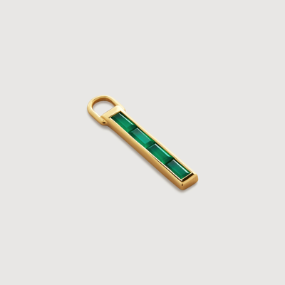 Monica Vinader Gold Mini Baguette Ear Charm Green Onyx In 18k Gold Vermeil
