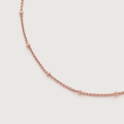Monica Vinader Rose Gold Fine Beaded Chain Necklace Adjustable 41-46cm/16-18' In Pink