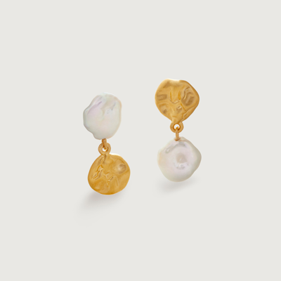 Monica Vinader X Mother Of Pearl Keshi 珠饰耳钉 In Gold