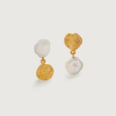 MONICA VINADER GOLD KESHI PEARL STUD DROP EARRINGS PEARL