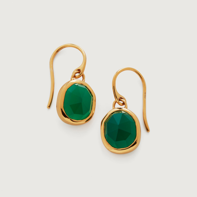 Monica Vinader Siren Green Onyx Wire Earrings, Gold Vermeil On Silver In Neutral