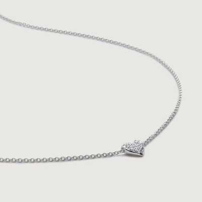 Monica Vinader Sterling Silver Lab Grown Diamond Heart Necklace Adjustable 41-46cm/16-18' Lab Grown Diamond In Black